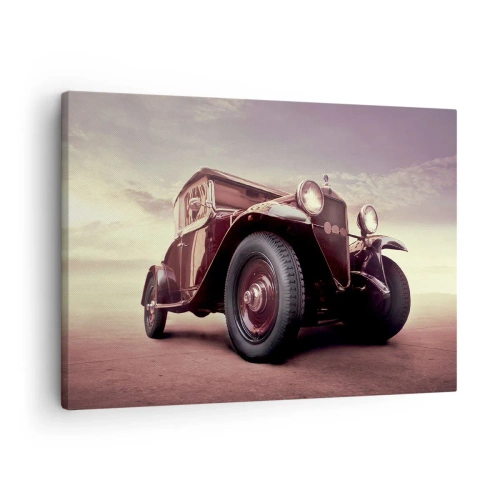Vászonkép - Egy veterán autó klasszikus stílusban az ég ellen - 70x50cm - Térjünk vissza, mint a régi időkben... - Modern fali dekoráció nappalihoz és hálószobához ARTTOR