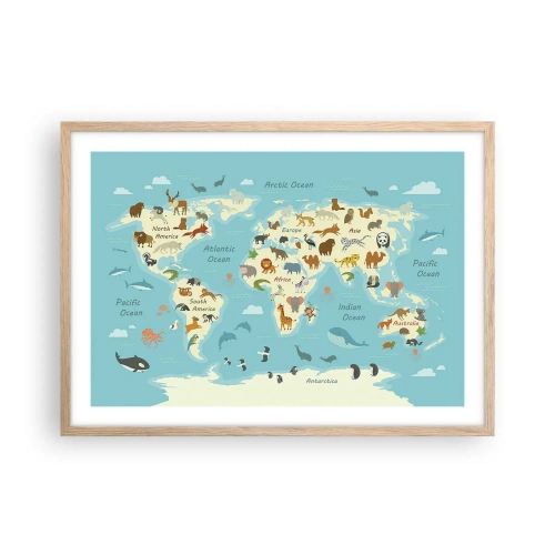 Poszter világos tölgy keretben - Jó szomszédok - 70x50 cm