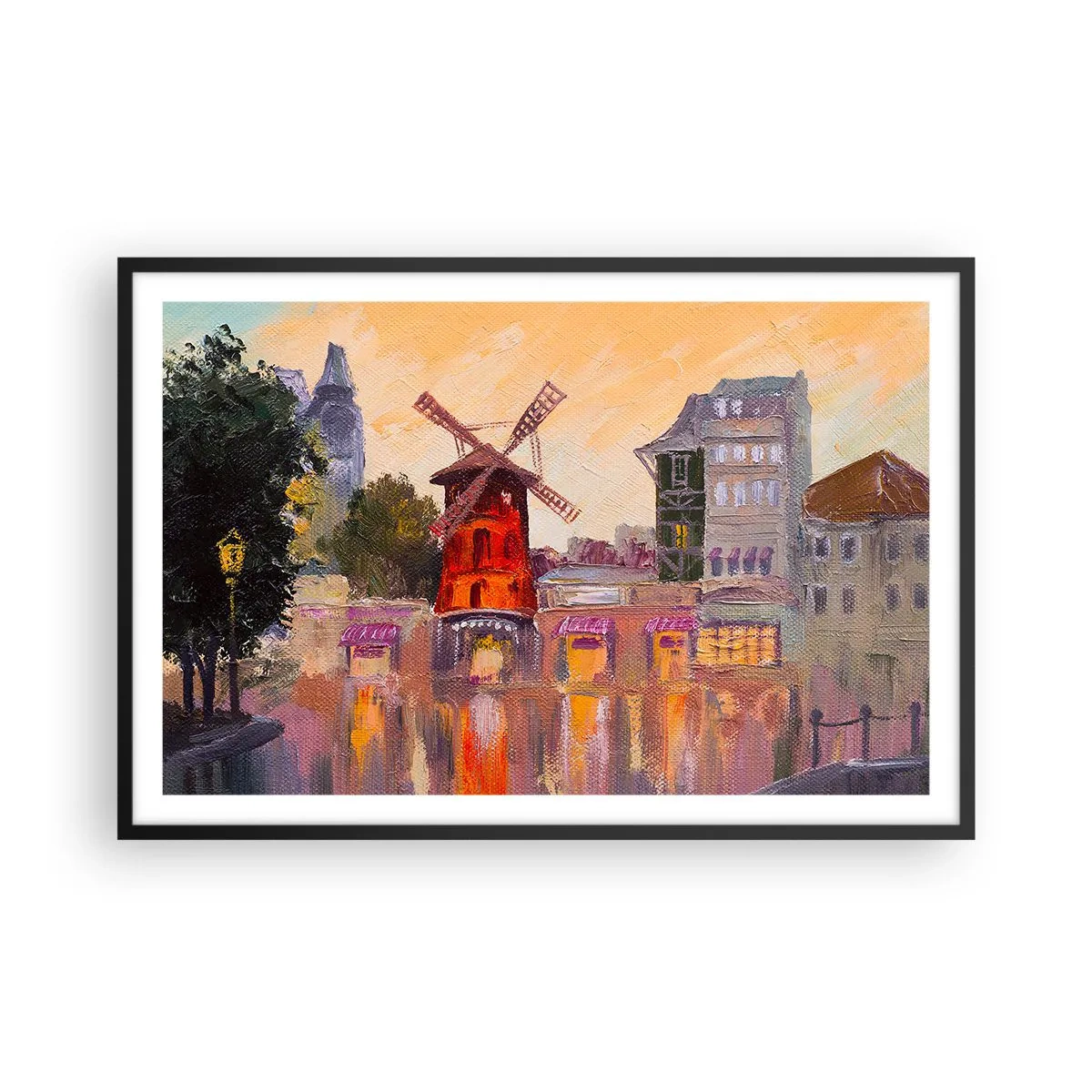 Poszter fehér keretben - Párizsi ikonok - Moulin Rouge - 91x61 cm