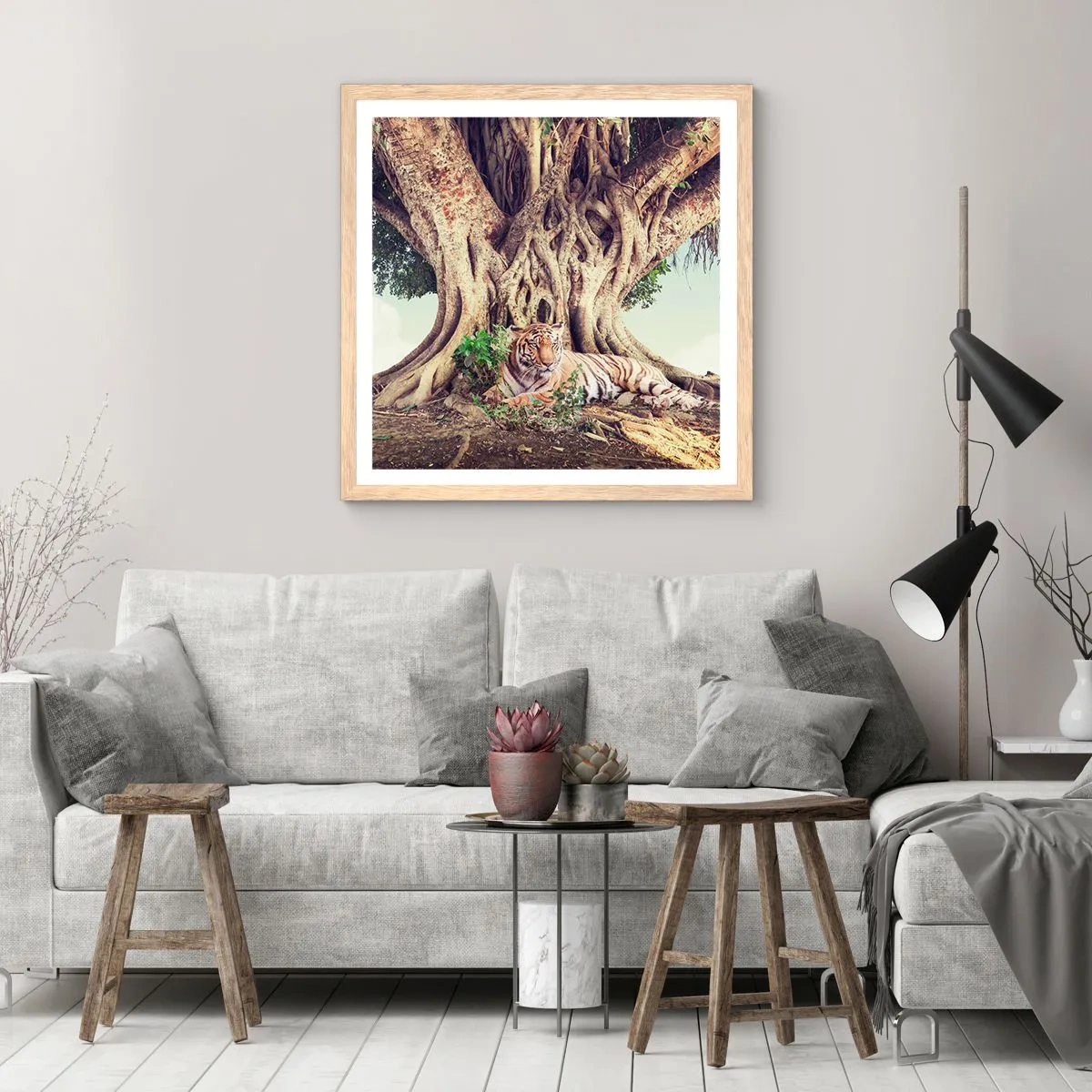 Poszter világos tölgy keretben - Kilátás a Genezis könyvéből - 60x60 cm