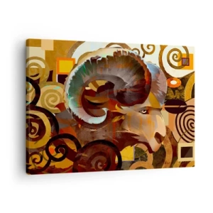 Vászonkép - Egy szimbolikus kos egy absztrakt kompozícióban - 70x50cm - Mágia – vallások – rituálék - Modern fali dekoráció nappalihoz és hálószobához ARTTOR