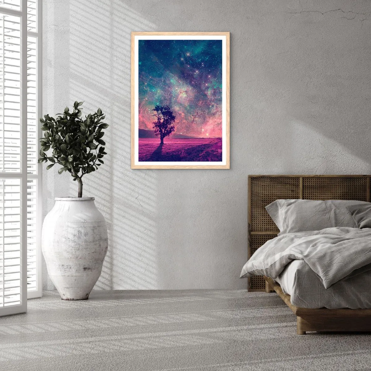 Poszter világos tölgy keretben - Varázslatos ég alatt - 50x70 cm