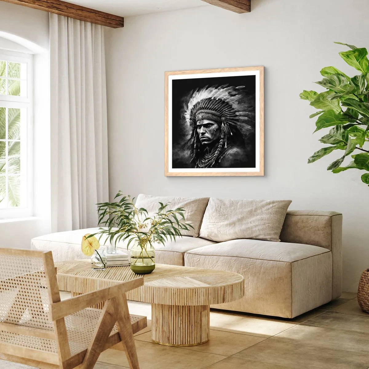 Poszter világos tölgy keretben - Vezér és harcos - 60x60 cm
