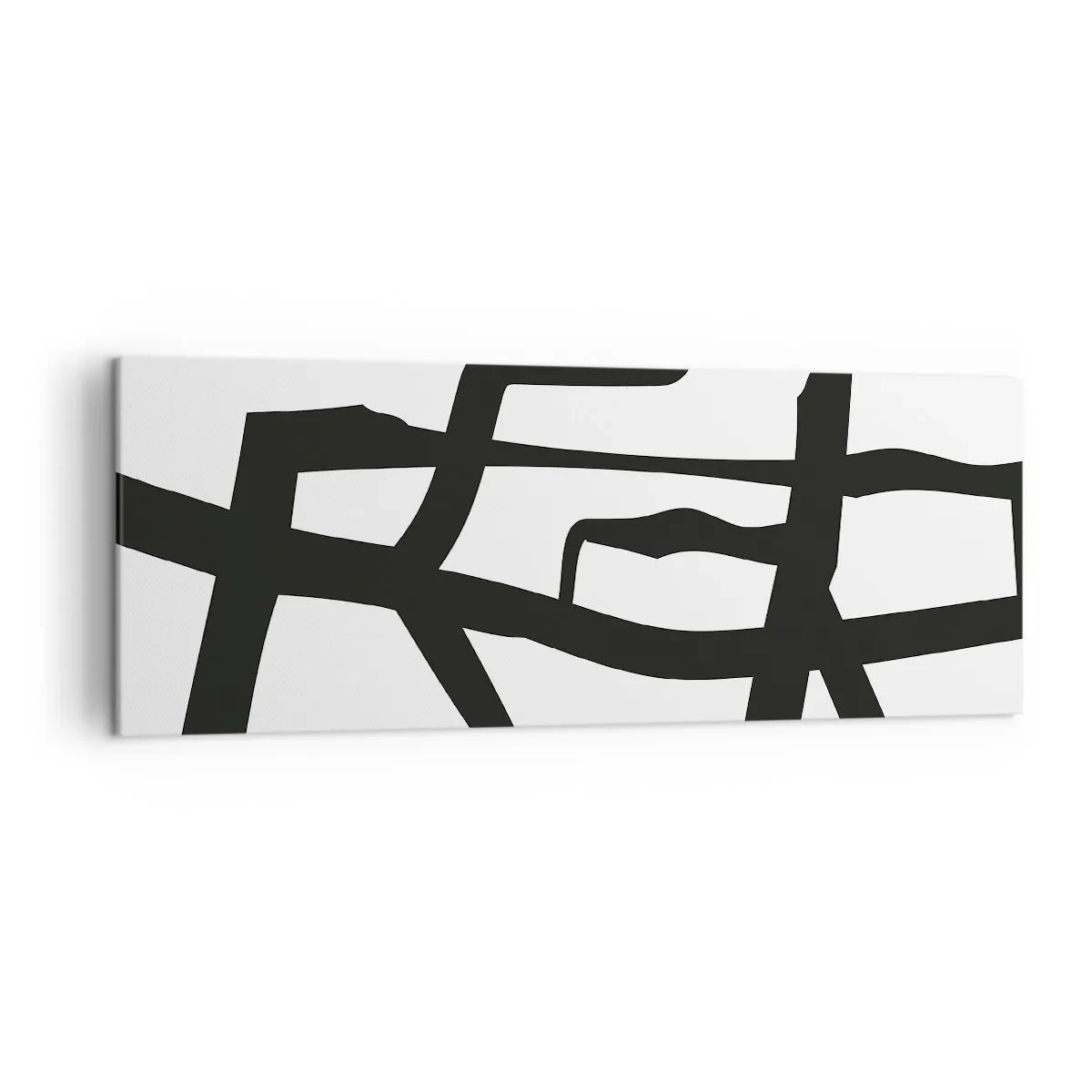 Vászonkép - Fekete-fehér konstrukció - 140x50 cm