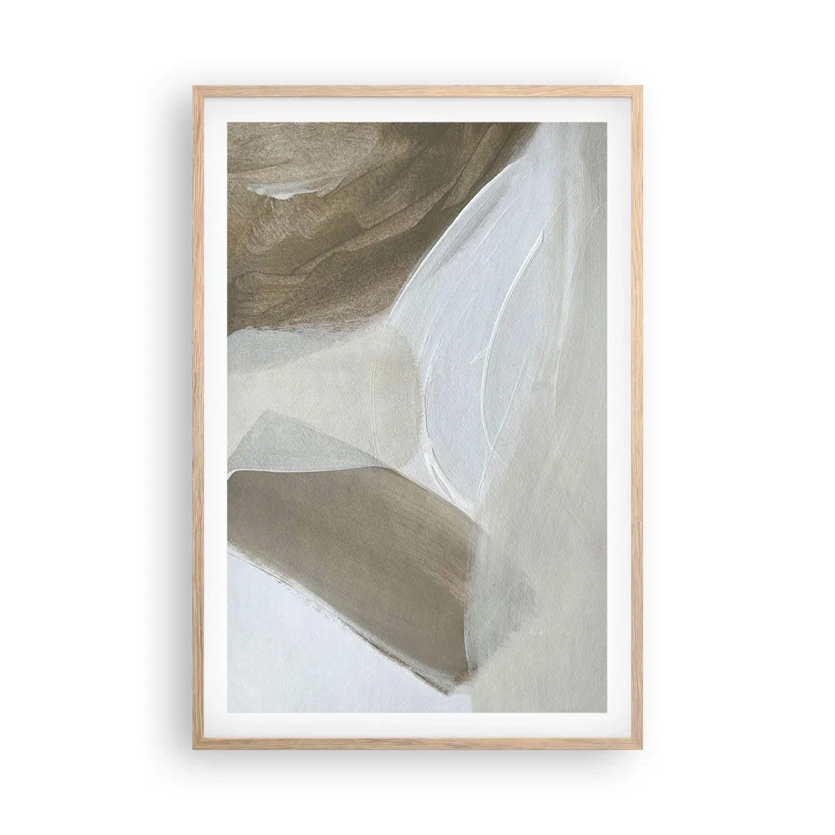 Poszter világos tölgy keretben - Fehér hullámai - 61x91 cm