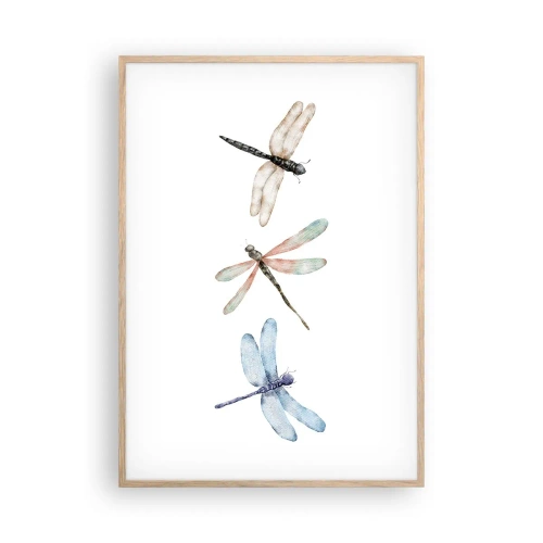 Poszter világos tölgy keretben - Súlytalan szitakötők - 70x100 cm