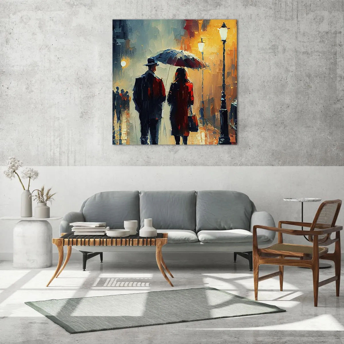 Üveg kép - Városi love strory - 70x70 cm