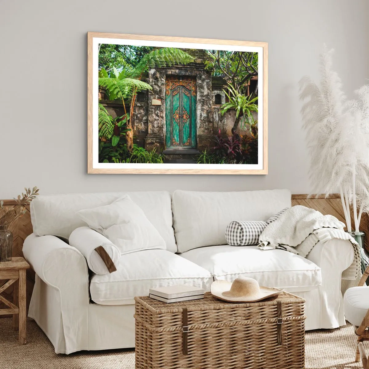 Poszter világos tölgy keretben - Ajtó egy egzotikus világba - 70x50 cm