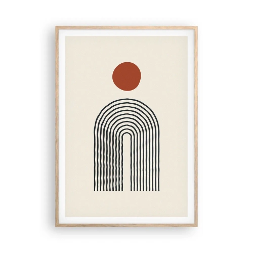 Poszter világos tölgy keretben - Formák és színek vonzalma - 70x100 cm