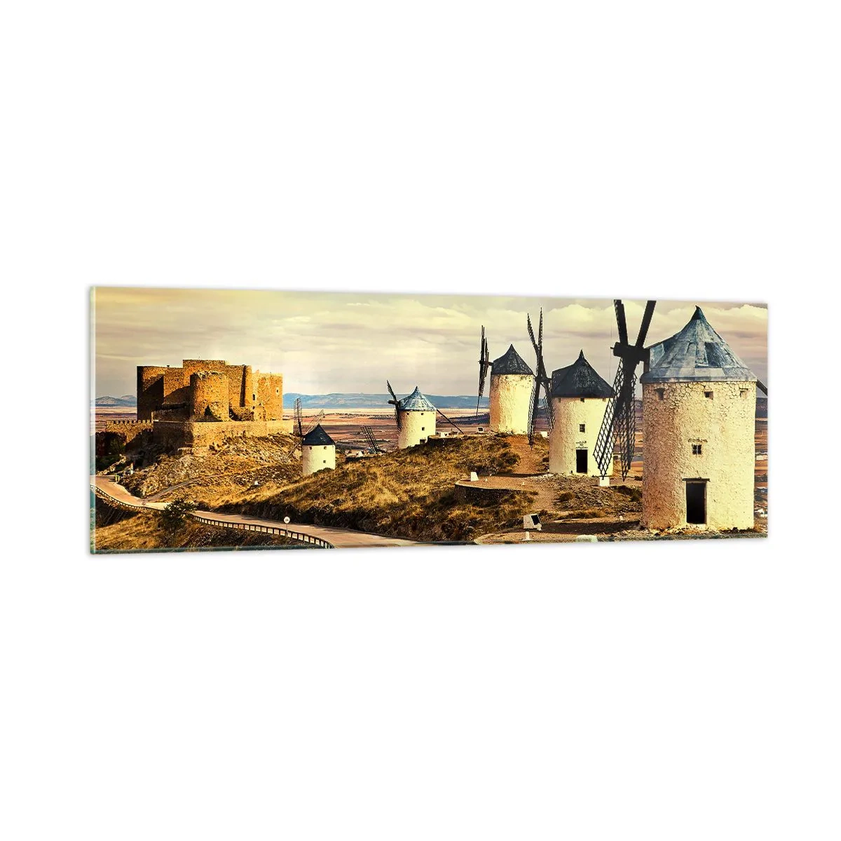 Üveg kép - Mindjárt megjelenik Don Quijote - 90x30 cm