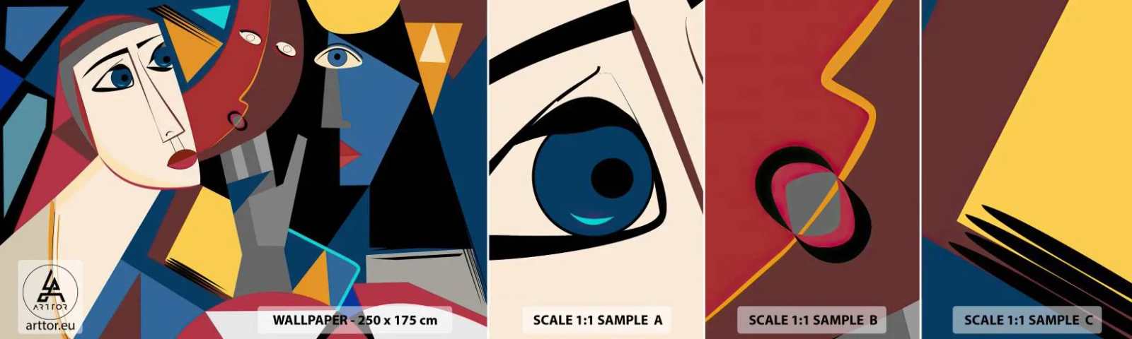 Fotótapéta Minta Standard Eco - Kubisták beszélgetése - Emberek, Kubizmus, portré - 100x30 cm