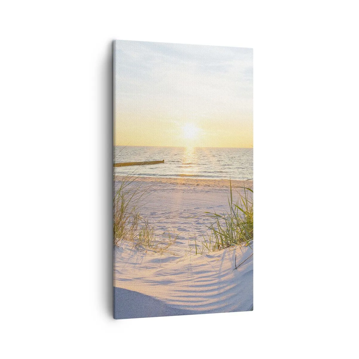 Vászonkép - A tenger hangja, a madarak éneke, egy vad tengerpart a fű között... - 45x80 cm