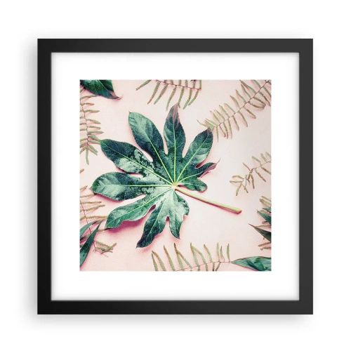 Poszter fehér keretben - A zöld tanulmánya a rózsaszín háttérben - 30x30 cm