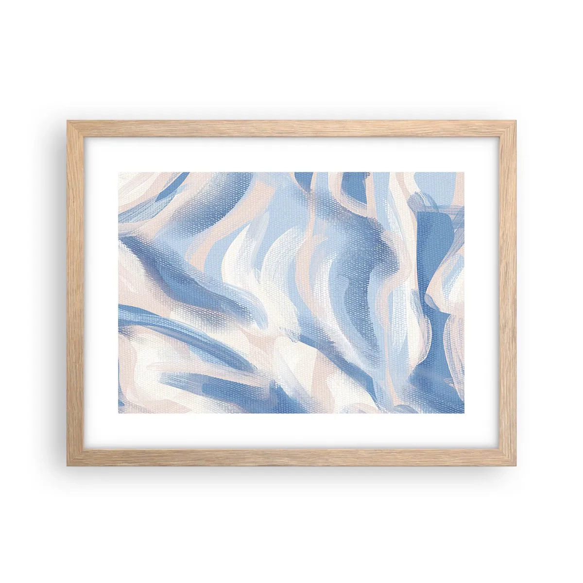 Poszter világos tölgy keretben - Kék fodrok - 40x30 cm