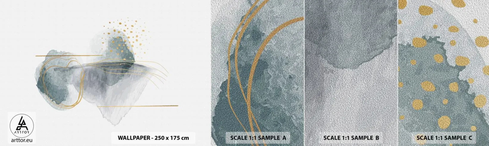 Fotótapéta Minta Premium Sand - A szürkeség és az arany kapcsolatáról - Absztrakció, Darab, Érdekes formák - 100x30 cm