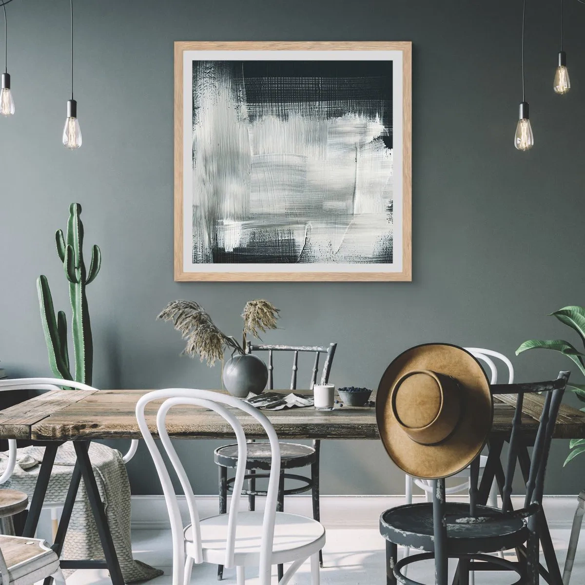 Poszter világos tölgy keretben - Függőlegből és vízszintből szőtt - 40x40 cm