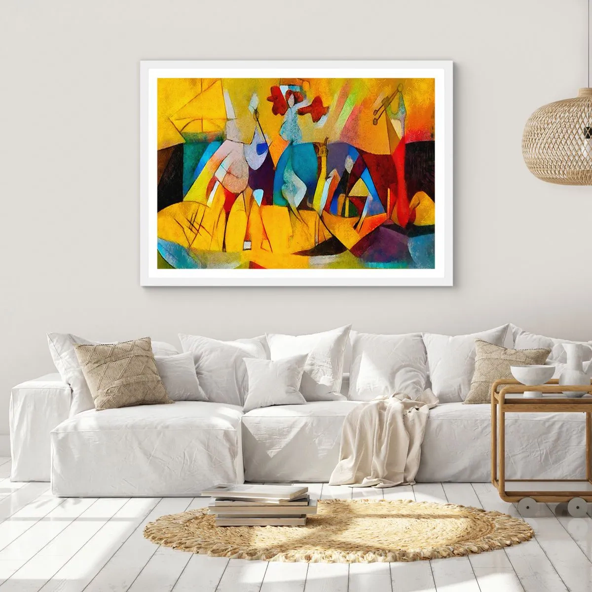 Poszter fekete keretben - Nap - élet - boldogság - 91x61 cm