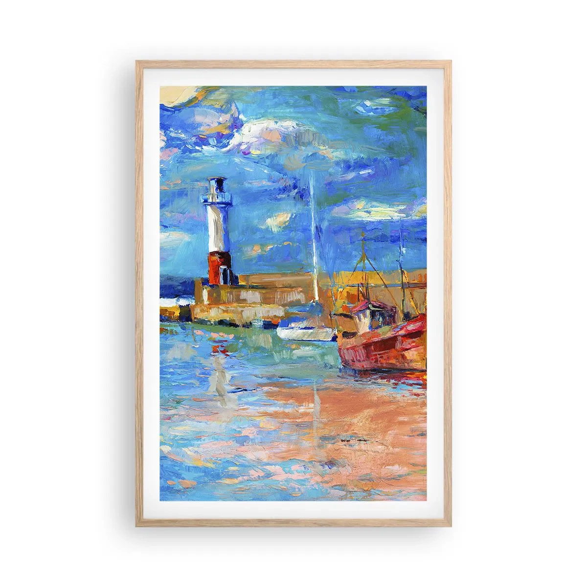 Poszter világos tölgy keretben - Egy délután a szivárványos öbölben - 61x91 cm