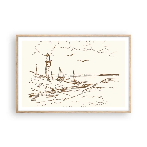 Poszter világos tölgy keretben - A nyár emlékeinek vázlata - 91x61 cm