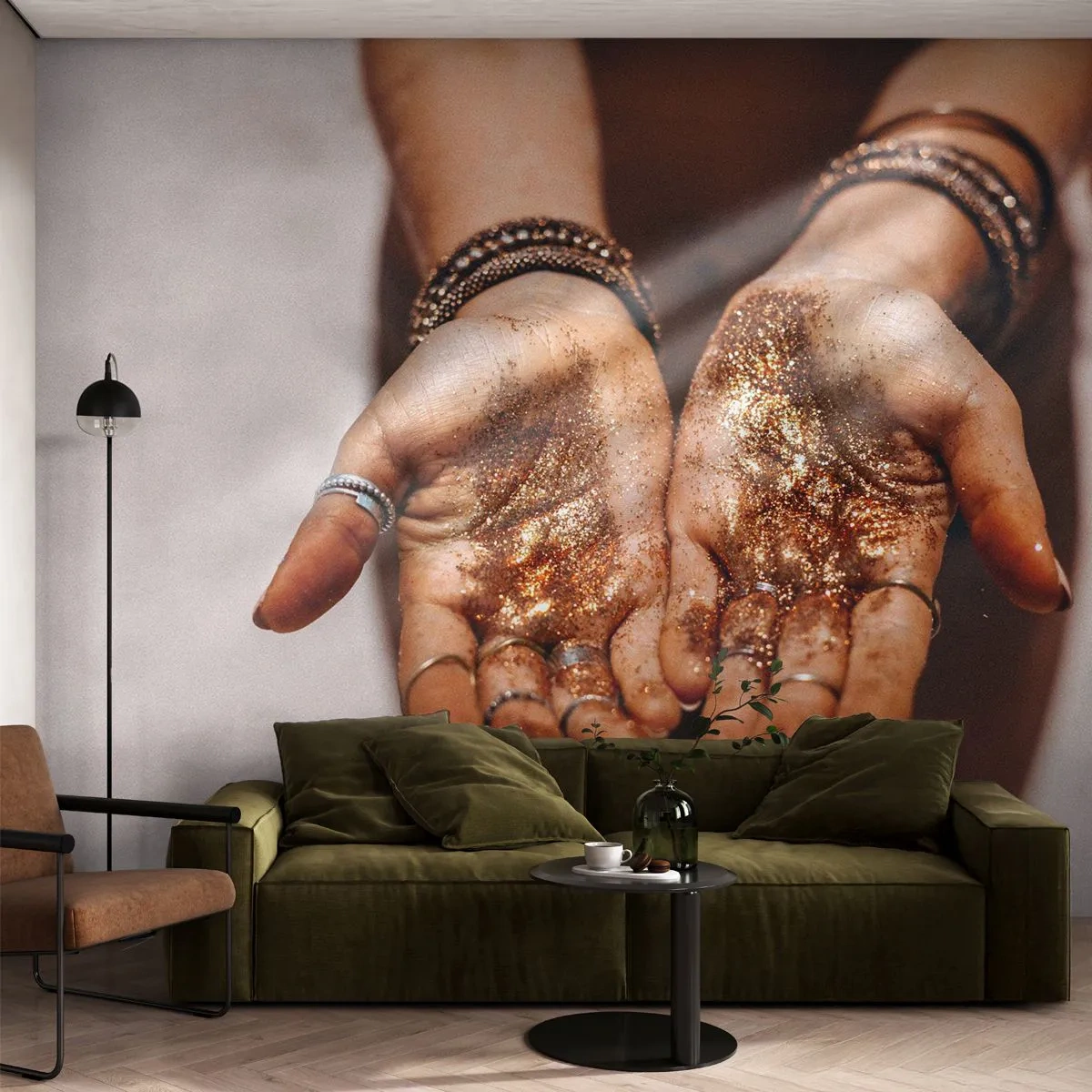 Öntapadós Fotótapéta Deluxe Sticker - Ajándék neked - Női kezek, Boho, Arany - 250x175 cm