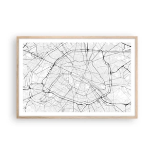 Poszter világos tölgy keretben - Párizs virága - 91x61 cm