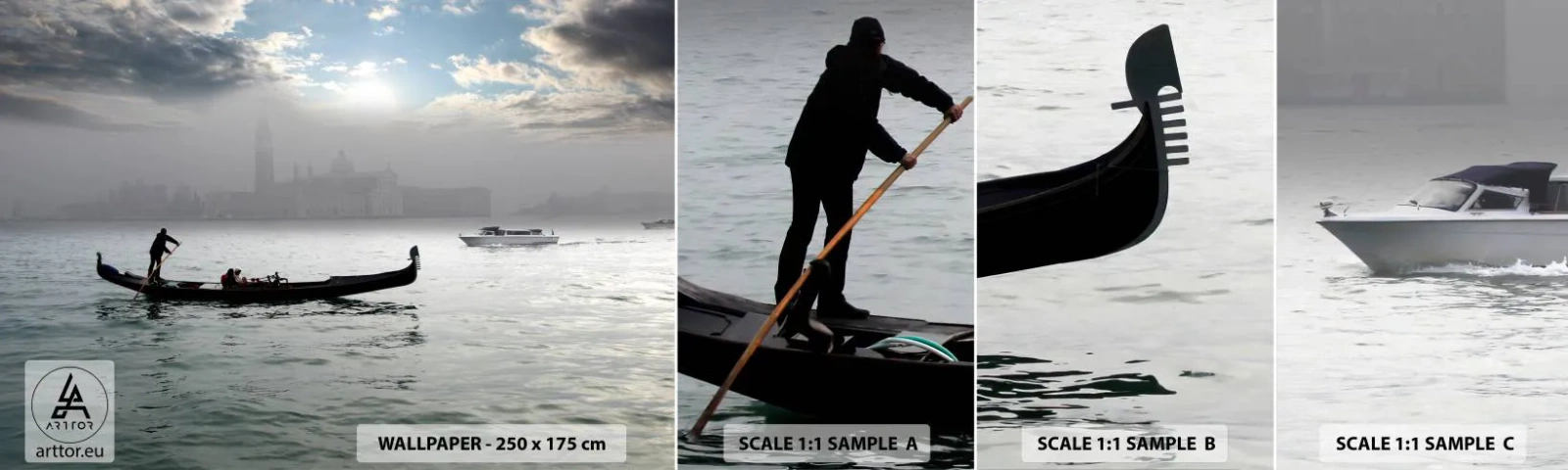 Fotótapéta Minta Öntapadós Deluxe Sticker - Egy mesés város vízből és ködből - Tájkép, Város, Velence - 100x30 cm