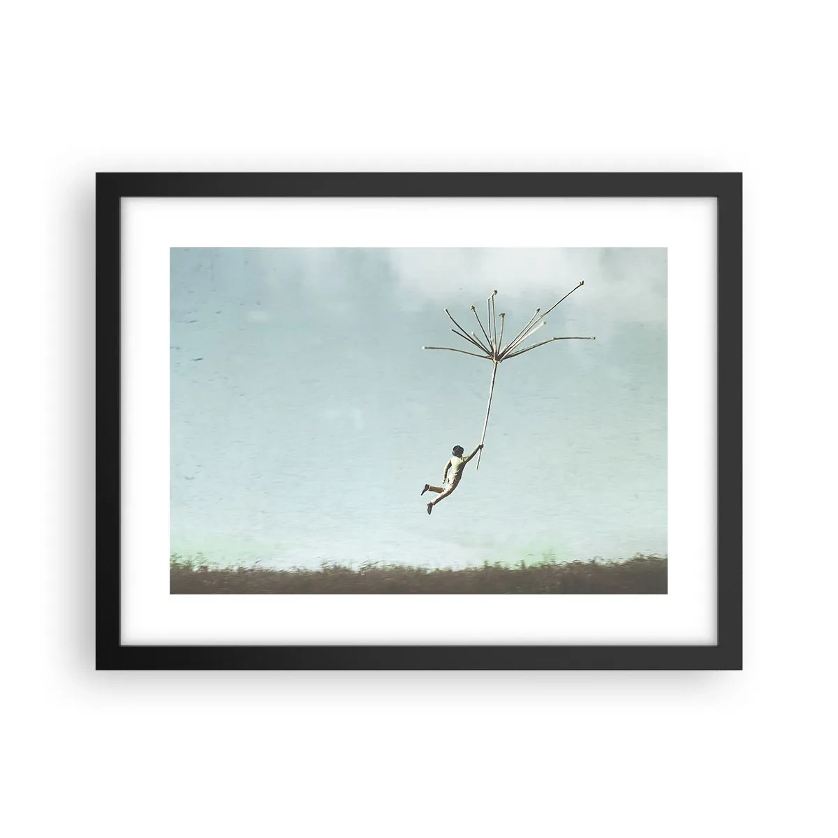 Poszter fehér keretben - Sárkányrepülők, pitypangok, szél - 40x30 cm