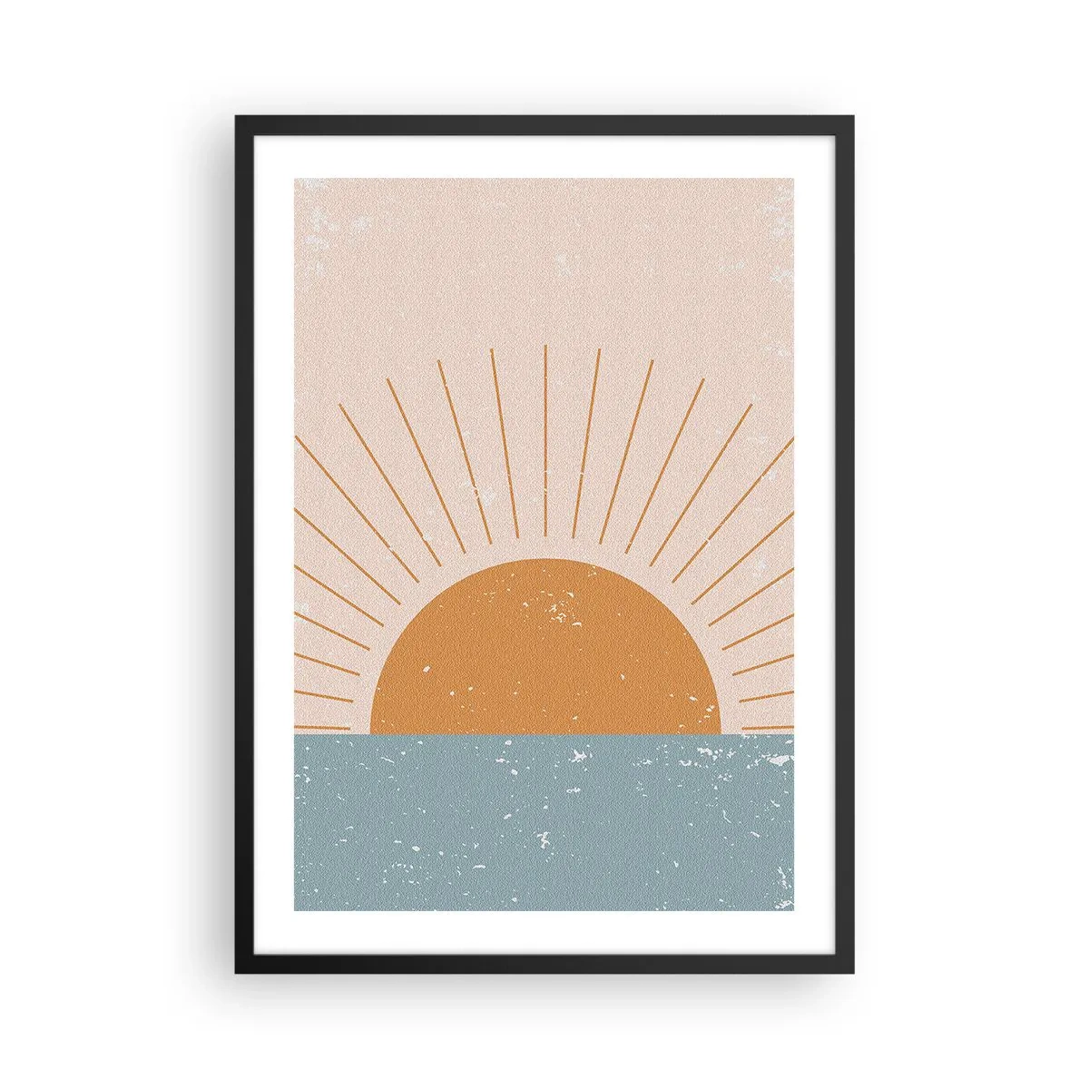 Poszter fehér keretben - Minimalista vintage nap a horizonton - 50x70cm - Mindennapi csoda - Modern fali dekoráció nappalihoz és hálószobához ARTTOR