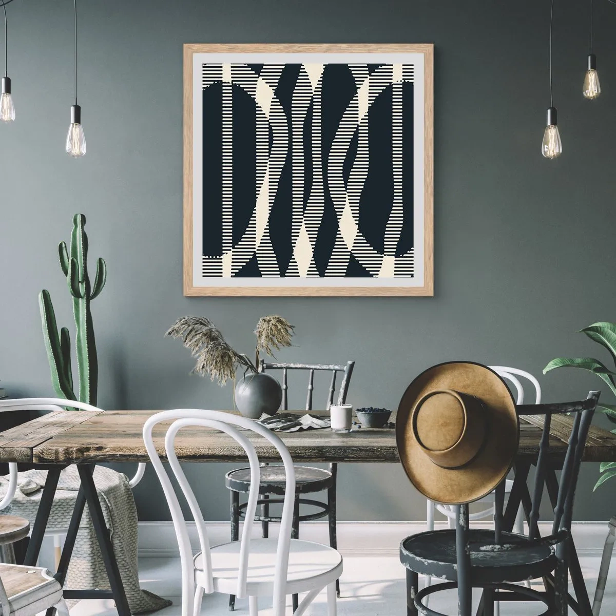 Poszter világos tölgy keretben - Sötétség megtörése kísérlete - 60x60 cm