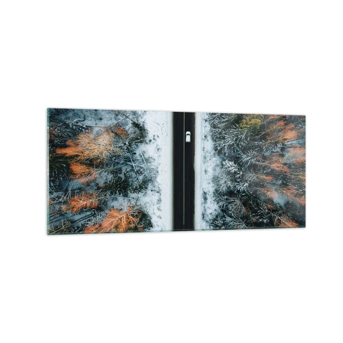Üveg kép - Átvágni a téli erdőn - 120x50 cm