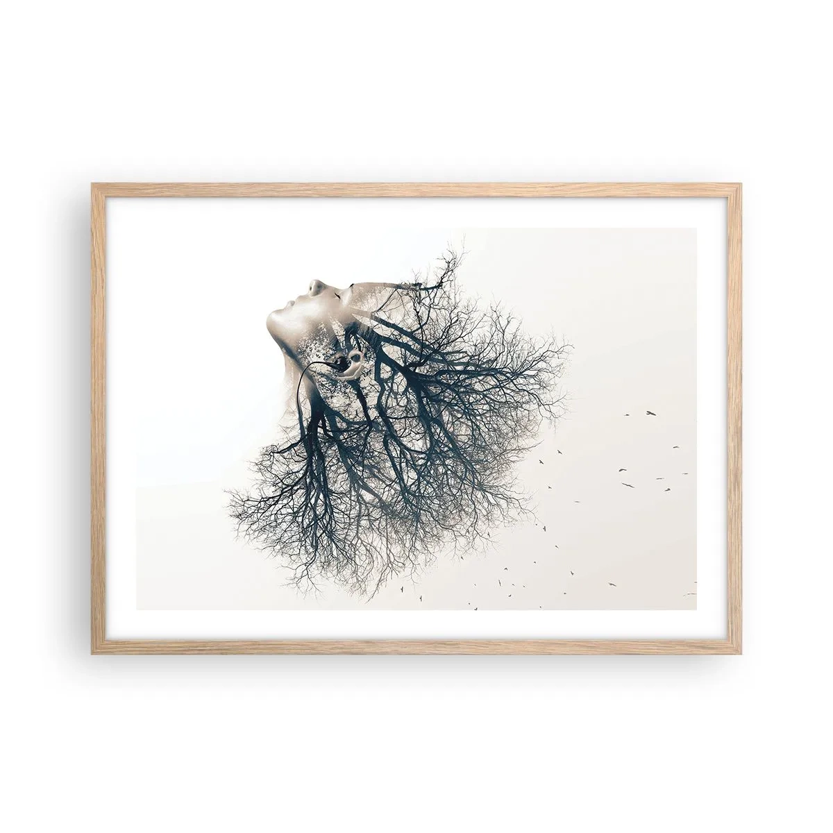 Poszter világos tölgy keretben - Hallgatva a fa suttogását - 70x50 cm