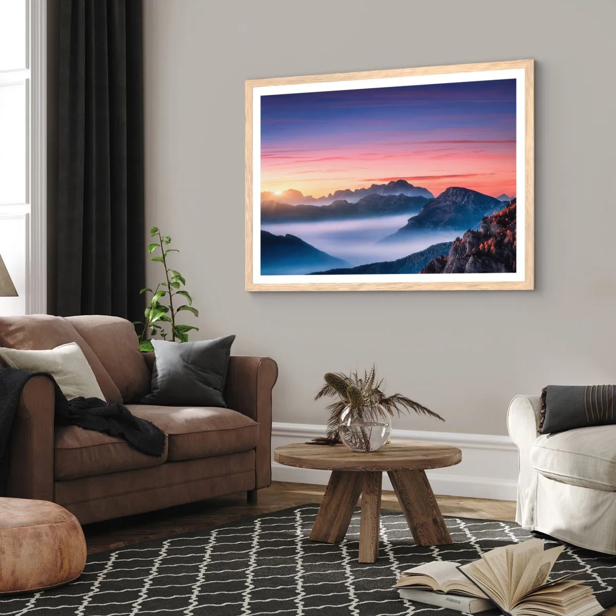 Poszter világos tölgy keretben - A völgyek fölött - 100x70 cm