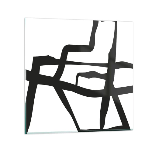 Üveg kép - Fekete-fehér konstrukció - 60x60 cm