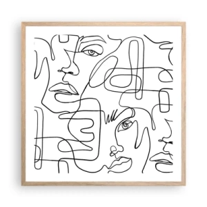 Poszter világos tölgy keretben - Összegabalyodott érzelmekben - 60x60 cm