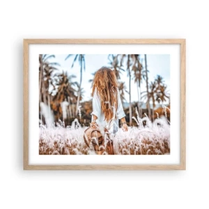 Poszter világos tölgy keretben - Fűbolyhból született - 50x40 cm