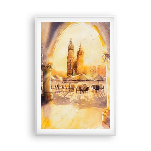 Poszter fekete keretben - Napkelte a krakkói piactér felett - 61x91 cm
