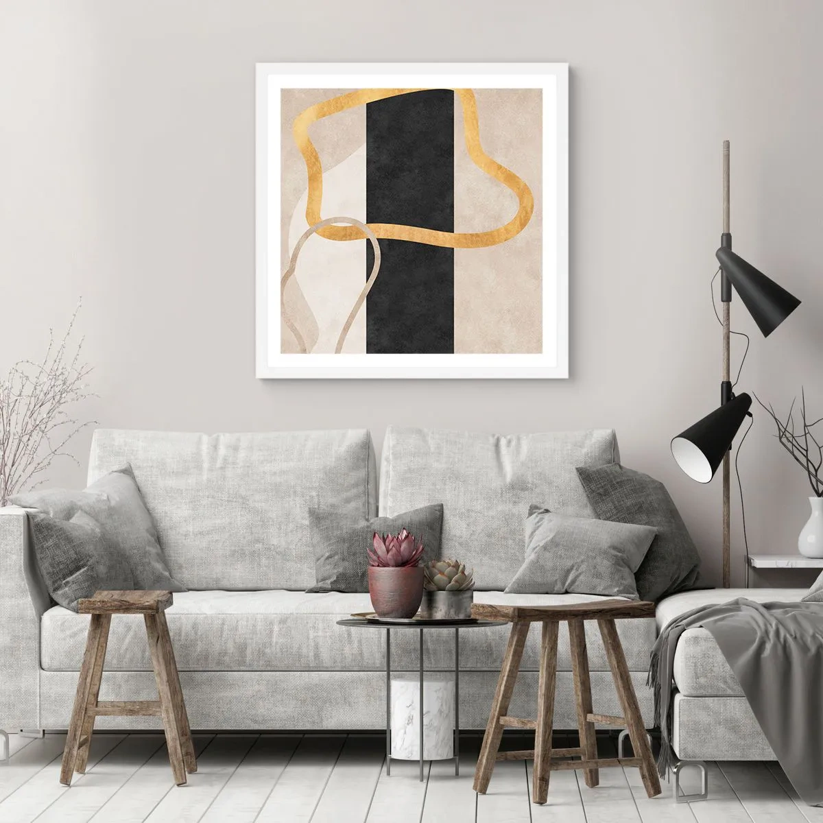 Poszter fekete keretben - Hurkolt formák - 50x50 cm