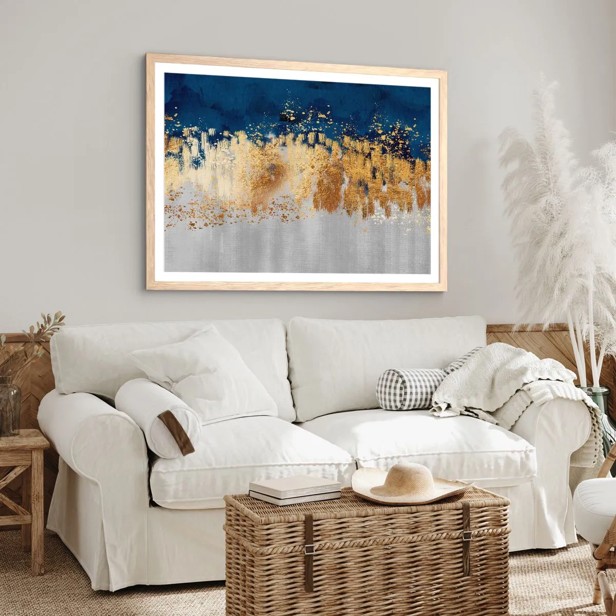 Poszter világos tölgy keretben - Modern kompozíció csillogással - 100x70 cm