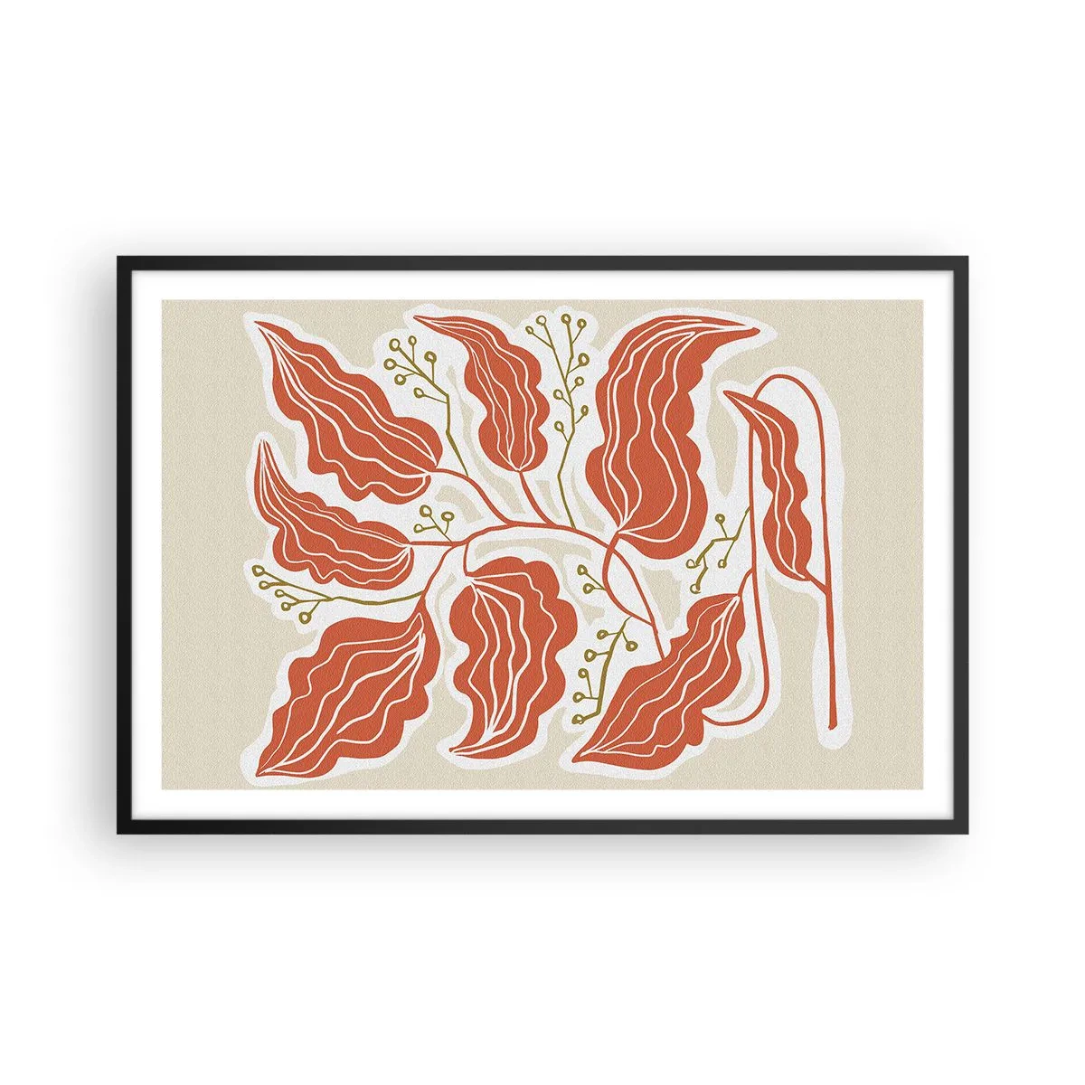 Poszter fehér keretben - Népi és korall - 91x61 cm