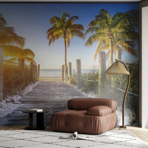 Öntapadós Fotótapéta Deluxe Sticker - Egyenesen a paradicsomba - Tájkép, Kókuszpálma, Strand - 350x256 cm