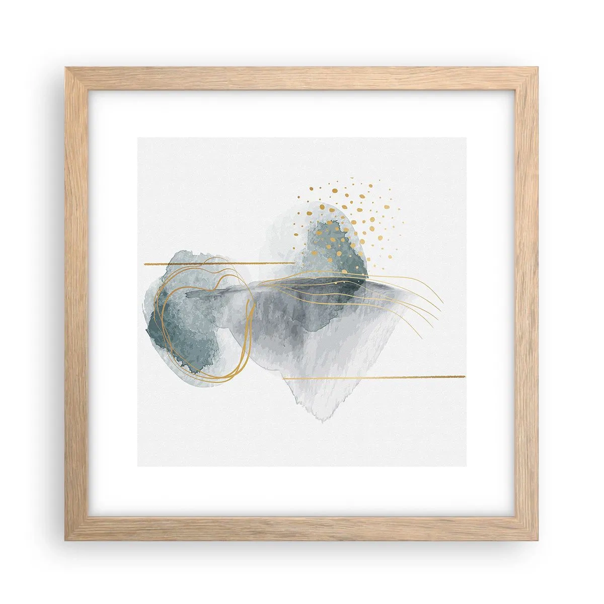 Poszter világos tölgy keretben - A szürkeség és az arany kapcsolatáról - 30x30 cm