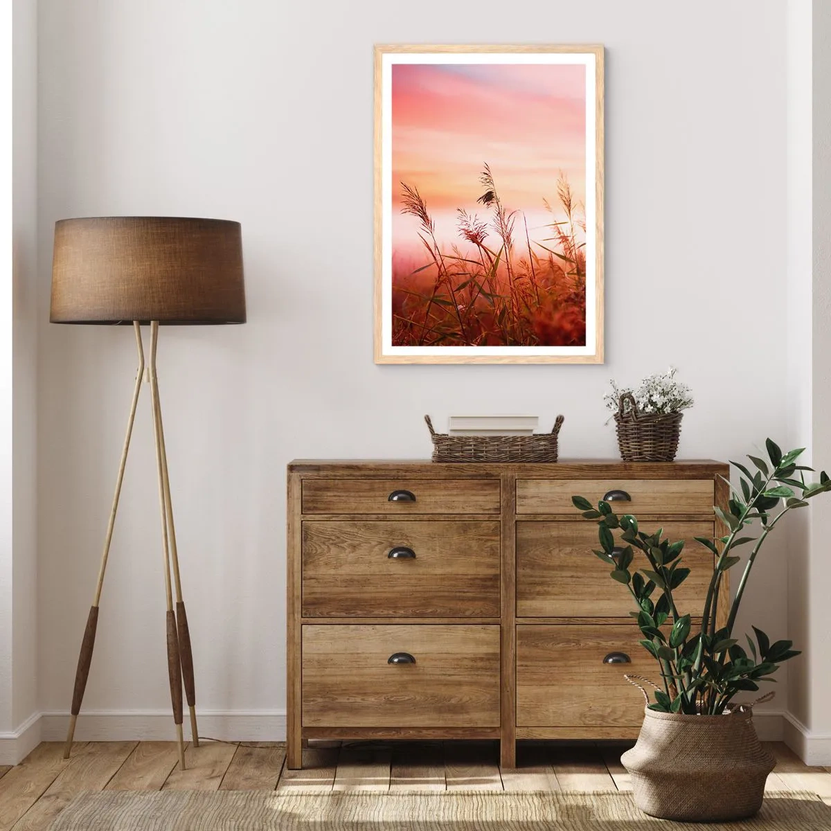 Poszter világos tölgy keretben - Sárkányok, pitypangok, szél - 70x100 cm