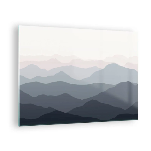 Üveg kép - Pasztell árnyalatú hegyek finom rétegei - 70x50cm - A hegyek hullámai - Modern fali dekoráció nappalihoz és hálószobához ARTTOR