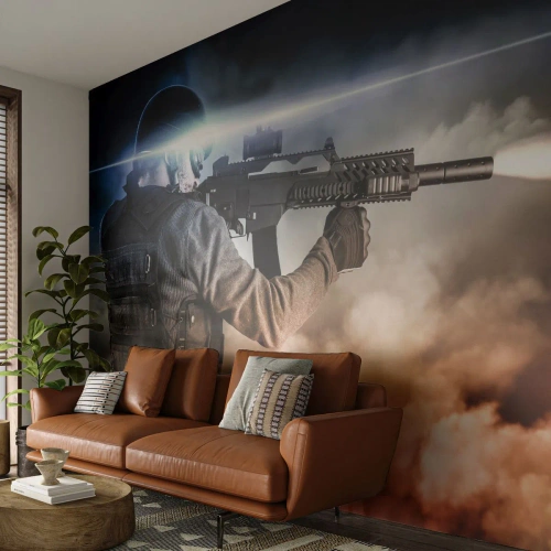 Fotótapéta Premium Sand - Egyszerűen egy hős - Katonai, Fegyver, Katona - 150x105 cm