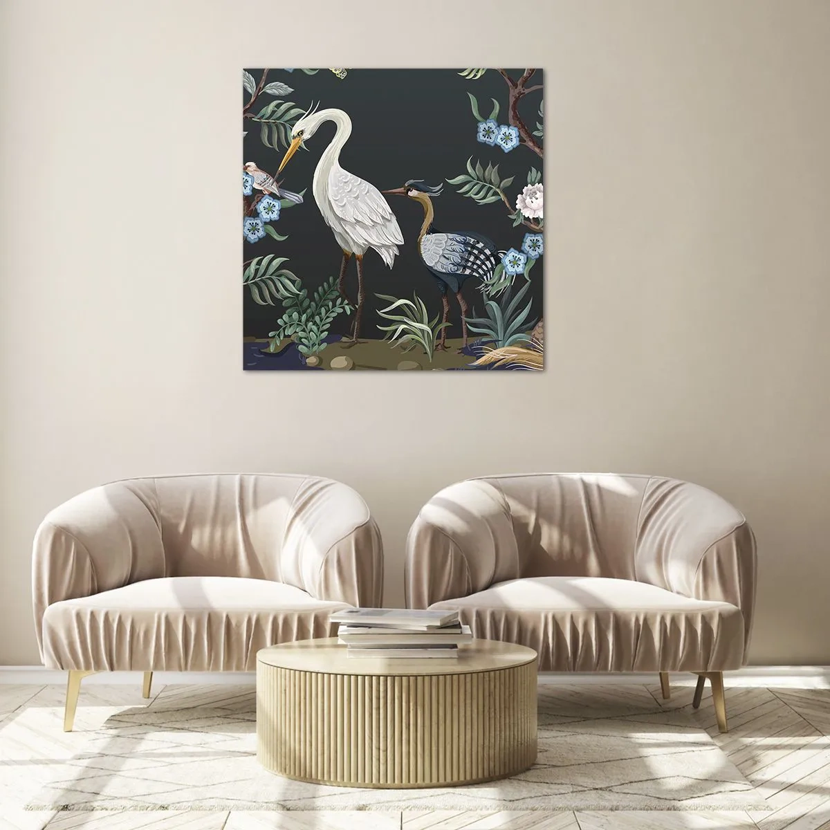 Üveg kép - Madar parádé - 70x70 cm