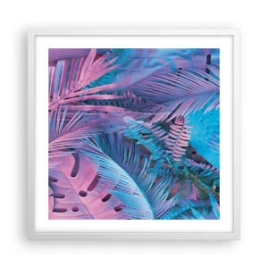 Poszter fekete keretben - Trópusok rózsaszínben és kékben  - 50x50 cm