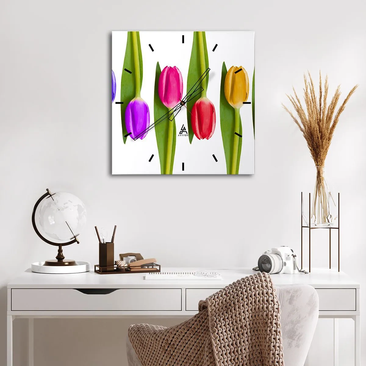 Falióra, Óra - Szivárvány kompozíció - 40x40 cm