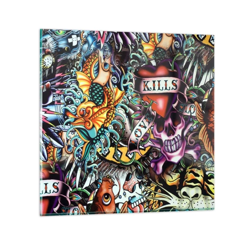 Üveg kép - A tetováló művész álma - 30x30 cm