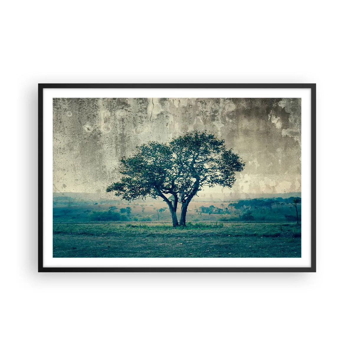 Poszter fehér keretben - Almafa a kék mezőn? - 91x61 cm