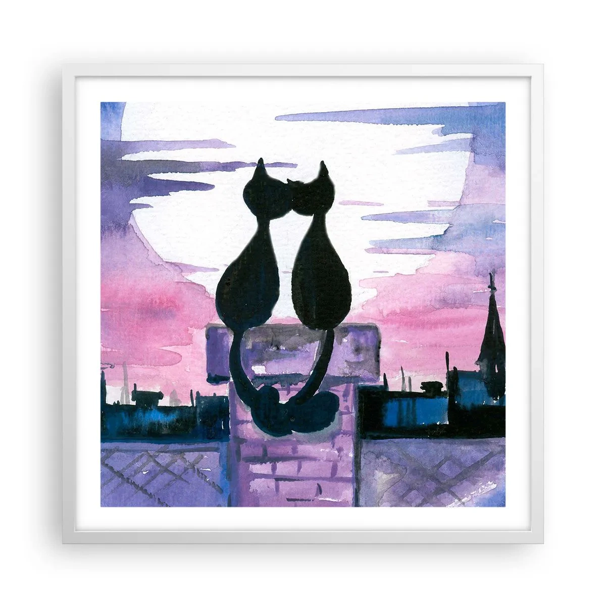 Poszter fekete keretben - Rendez-vous a holdfénynél - 60x60 cm